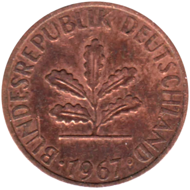 1 Pfennig, 1967 Obverse