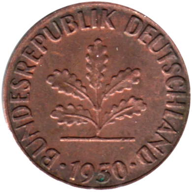 1 Pfennig, 1950 Obverse