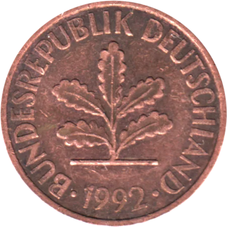 2 Pfennigs, 1992 Obverse