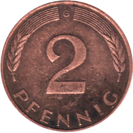2 Pfennigs, 1992 Reverse