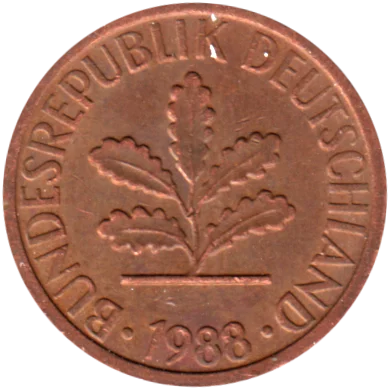 1 Pfennig, 1988 Obverse