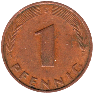 1 Pfennig, 1994 Reverse