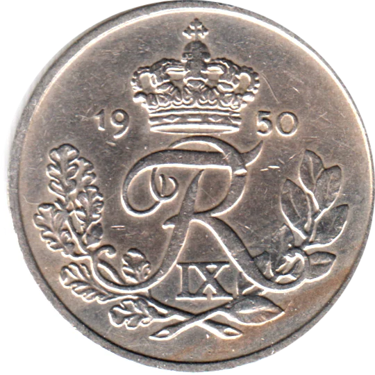 25 øre, 1950 Obverse