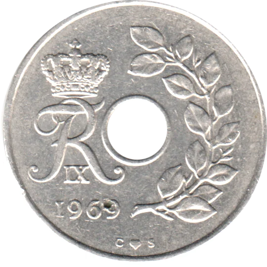 25 øre, 1969 Obverse