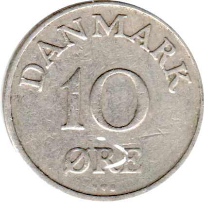 10 øre, 1954 Reverse