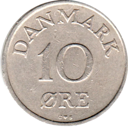 10 øre, 1957 Reverse