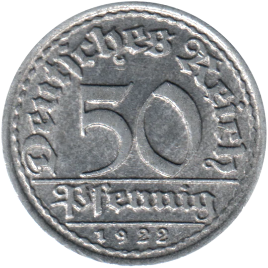 50 Reichspfennigs, 1922 Reverse