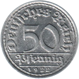 Preview 50 Reichspfennigs, 1922 reverse