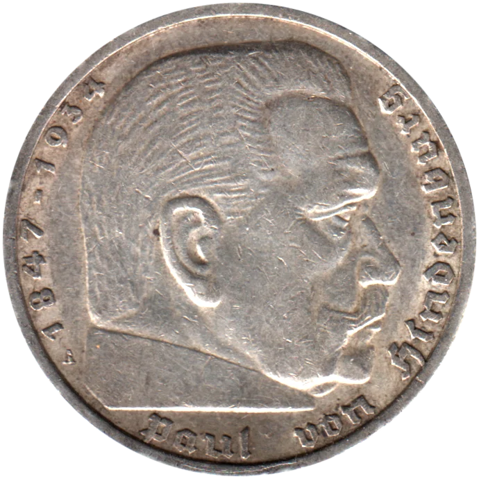 5 Reichsmarks, 1935 Obverse