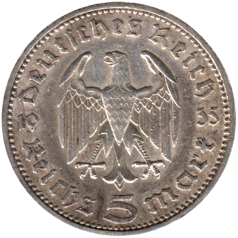 Preview 5 Reichsmarks, 1935 reverse