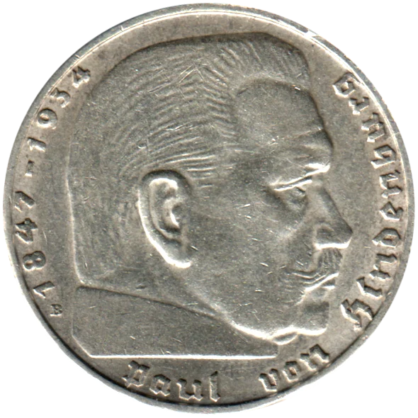 2 Reichsmarks, 1938 Obverse