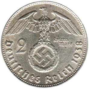 Preview 2 Reichsmarks, 1938 reverse