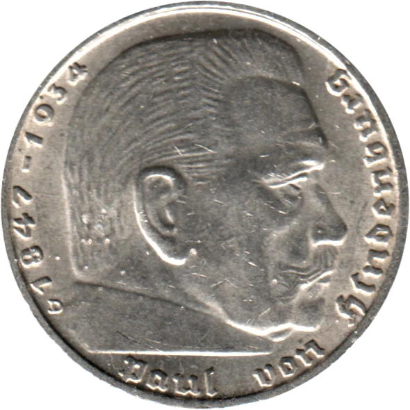 2 Reichsmarks, 1939 Obverse