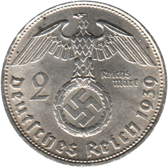 2 Reichsmarks, 1939 Reverse