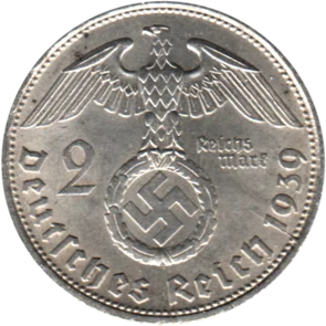 Preview 2 Reichsmarks, 1939 reverse