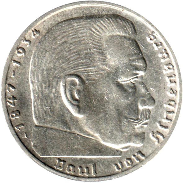 2 Reichsmarks, 1938 Obverse