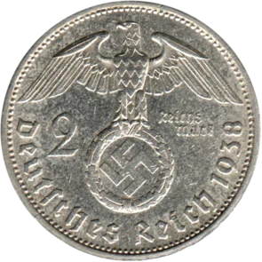 Preview 2 Reichsmarks, 1938 reverse