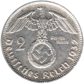 Preview 2 Reichsmarks, 1937 reverse