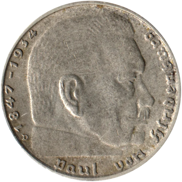 2 Reichsmarks, 1938 Obverse