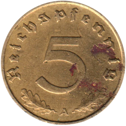 5 Reichspfennigs, 1938 Reverse