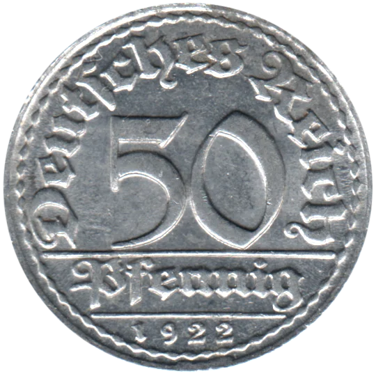 50 Reichspfennigs, 1922 Reverse