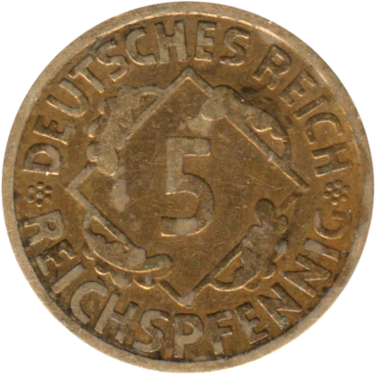 5 Reichspfennigs, 1924 Reverse