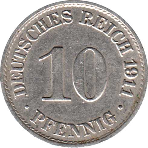 10 Reichspfennigs, 1911 Reverse