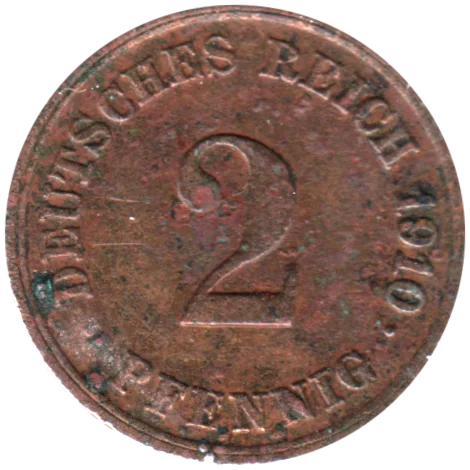 2 Reichspfennigs, 1910 Reverse