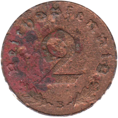 2 Reichspfennigs, 1939 Reverse