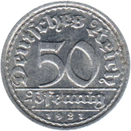 50 Reichspfennigs, 1921 Reverse