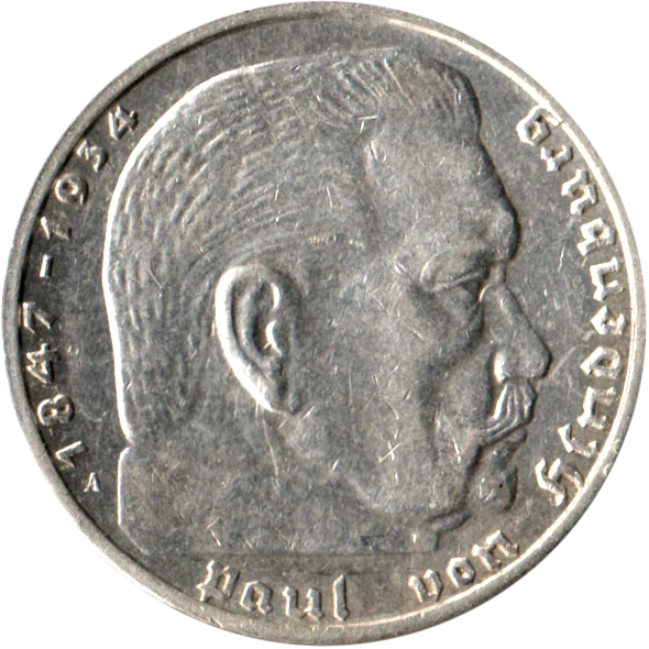 2 Reichsmarks, 1939 Obverse