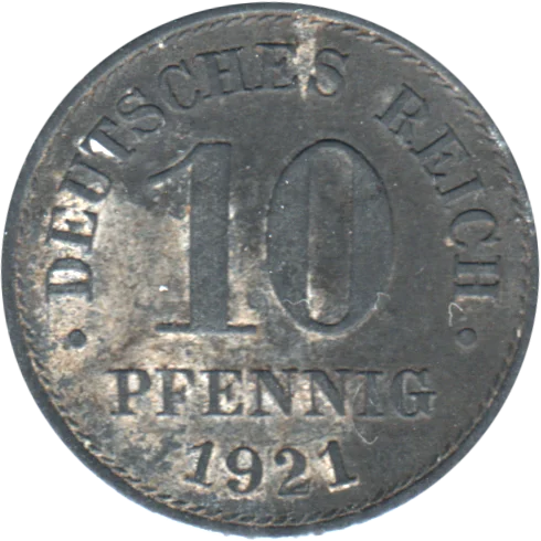 10 Reichspfennigs, 1921 Reverse