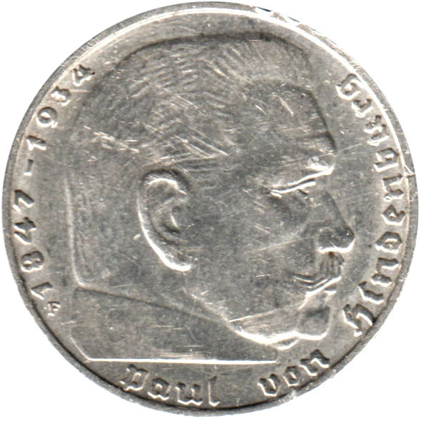 2 Reichsmarks, 1938 Obverse