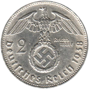 Preview 2 Reichsmarks, 1938 reverse