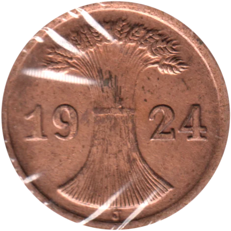 2 Reichspfennigs, 1924 Obverse