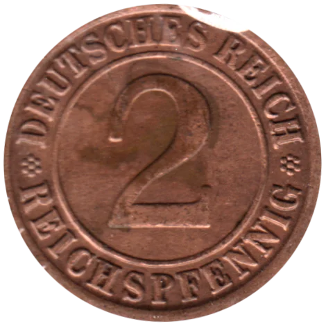 2 Reichspfennigs, 1924 Reverse