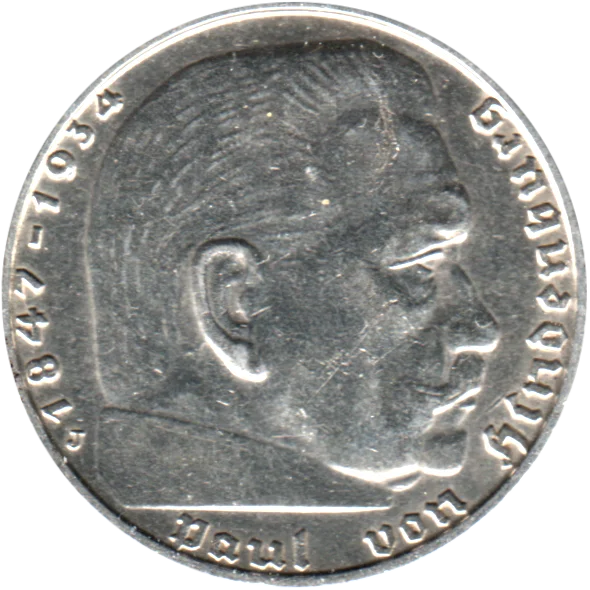 2 Reichsmarks, 1937 Obverse