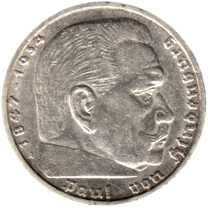 5 Reichsmarks, 1936 Obverse