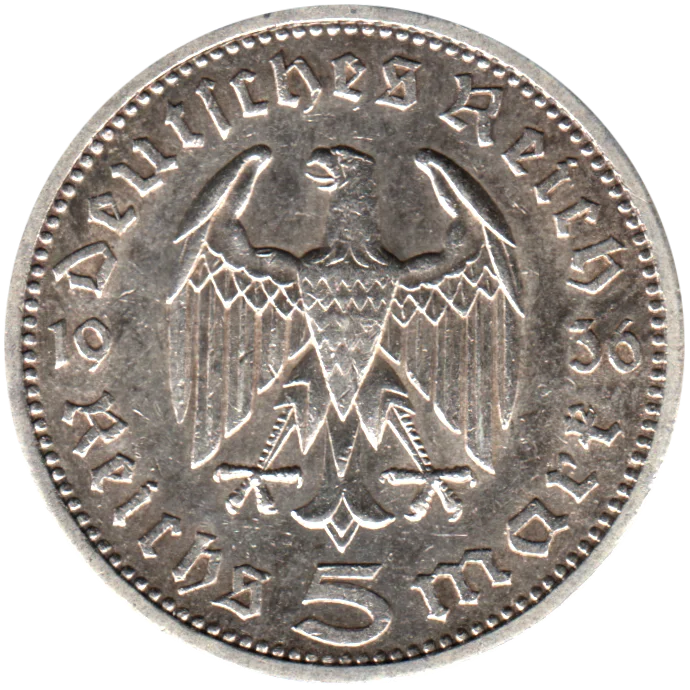 5 Reichsmarks, 1936 Reverse