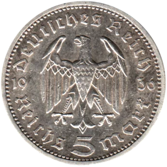 Preview 5 Reichsmarks, 1936 reverse