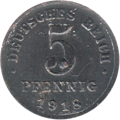 5 Reichspfennigs, 1918 Reverse