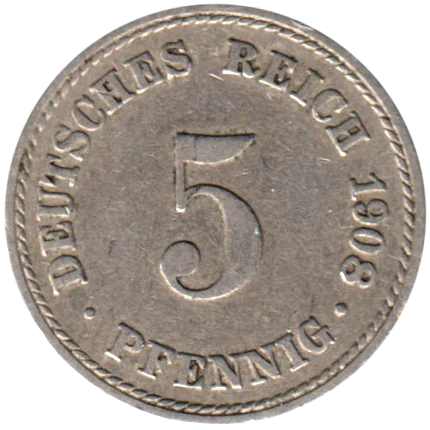 5 Reichspfennigs, 1908 Reverse