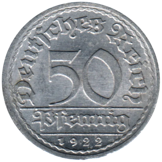 50 Reichspfennigs, 1922 Reverse