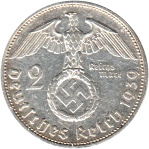 Preview 2 Reichsmarks, 1939 reverse