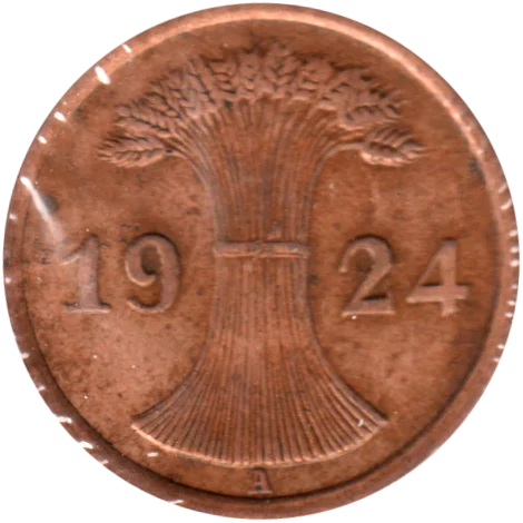 2 Reichspfennigs, 1924 Obverse