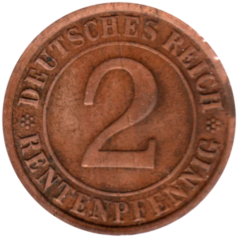 2 Reichspfennigs, 1924 Reverse