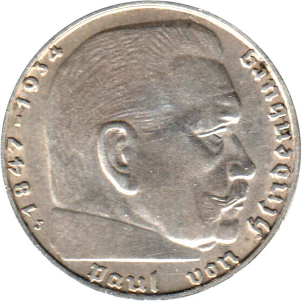 2 Reichsmarks, 1939 Obverse