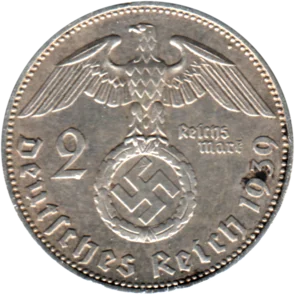 Preview 2 Reichsmarks, 1939 reverse