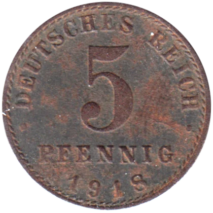 5 Reichspfennigs, 1918 Reverse