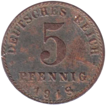 Preview 5 Reichspfennigs, 1918 reverse
